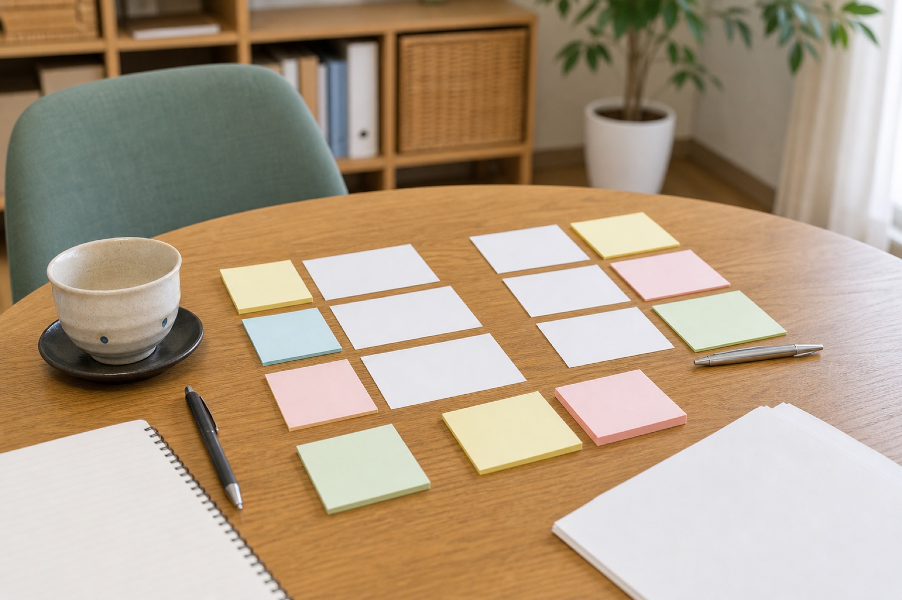 ケース検討用のカードと付箋