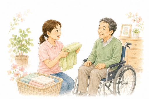 居宅介護の水彩イラスト