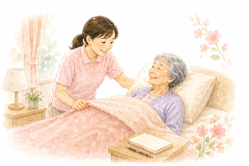 重度訪問介護の水彩イラスト